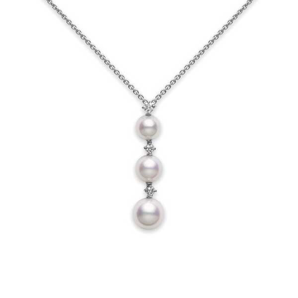 Mikimoto Three Pearl Drop Pendant Necklace