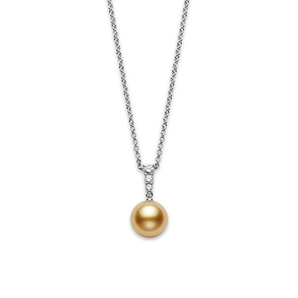 Mikimoto Morning Dew Golden South Sea Pearl & Diamond Pendant 