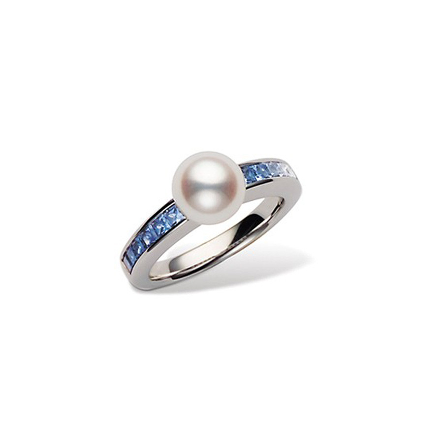 Mikimoto Elemets of Life Ocean Blue Sapphire and Pearl Ring