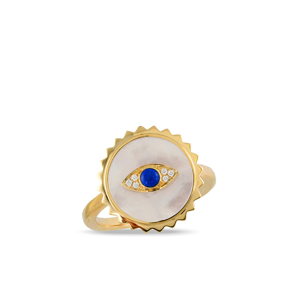 Rarities Gold-Plated Diamond and Gemstone Evil Eye Bypass Ring - 21618554 |  HSN
