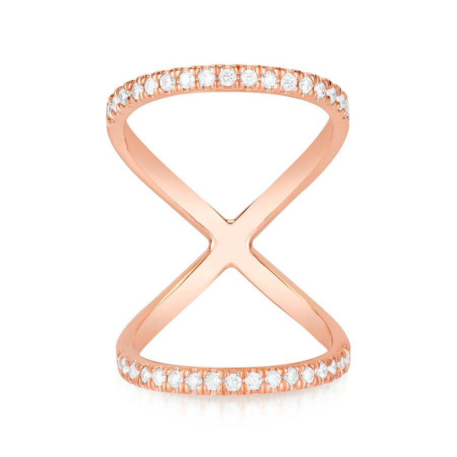 Carbon & Hyde Olympia Rose Gold Mid-Finger Diamond Ring