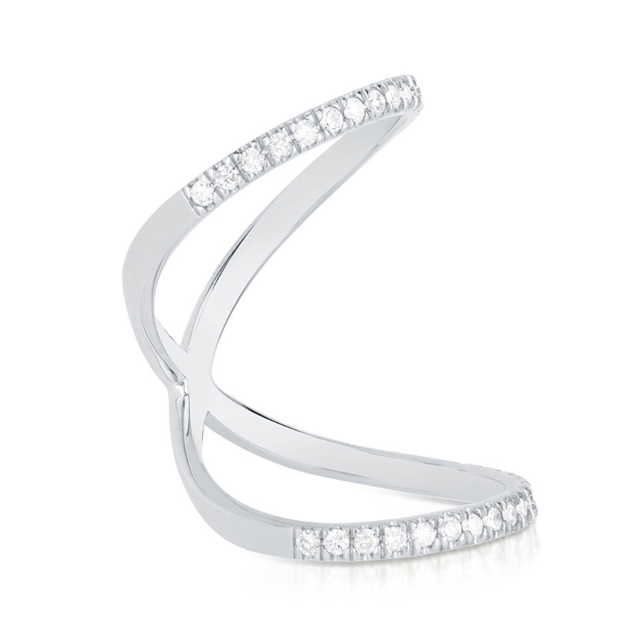 Carbon & Hyde Olympia White Gold Mid-Finger Diamond Ring Side View