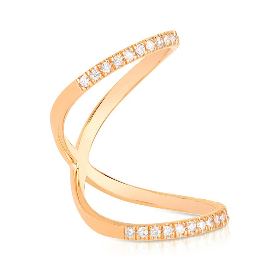 Carbon & Hyde Olympia Yellow Gold Mid-Finger Diamond Ring Side View