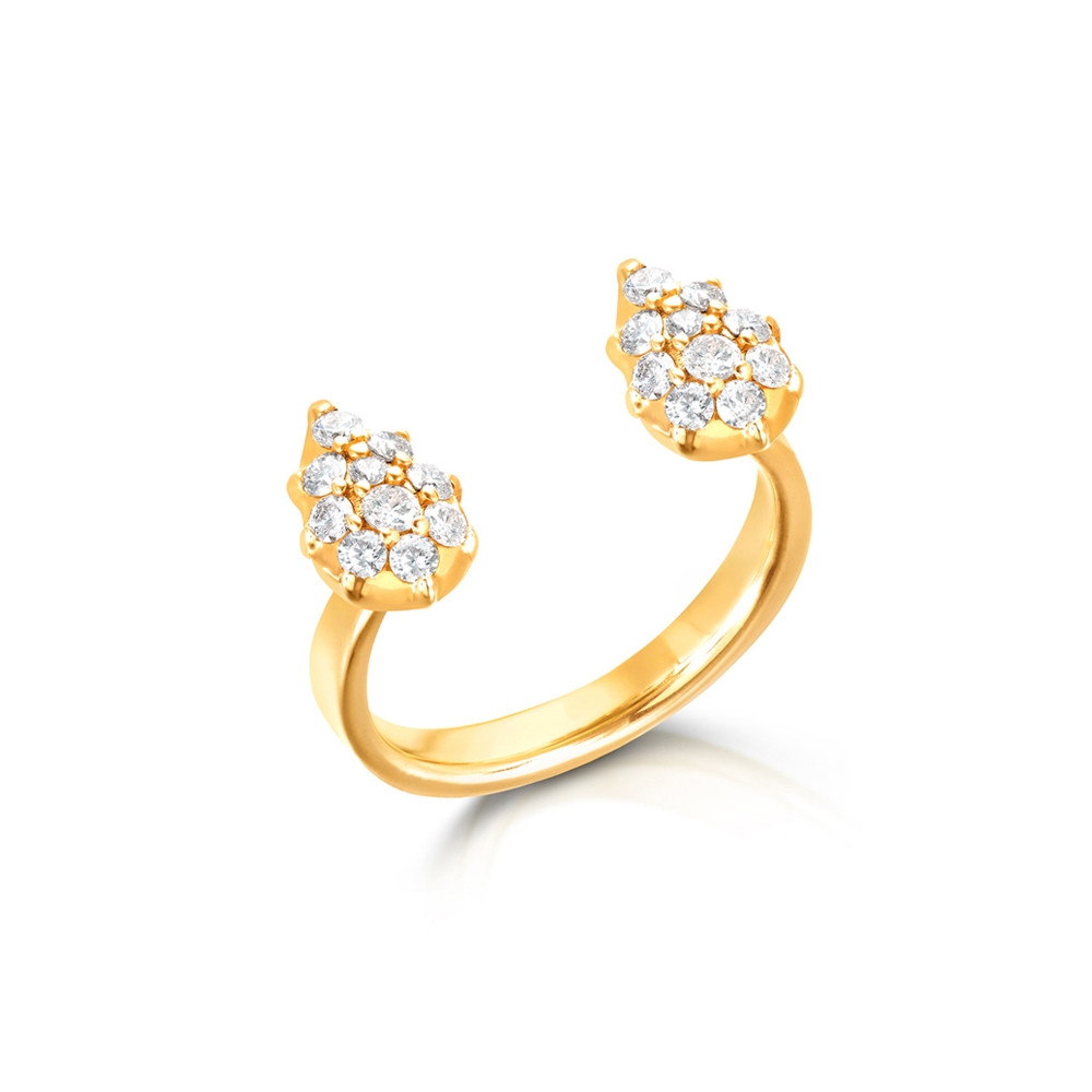 Yellow Gold Open Diamond Stella Ring by Carbon & Hyde Angle View 