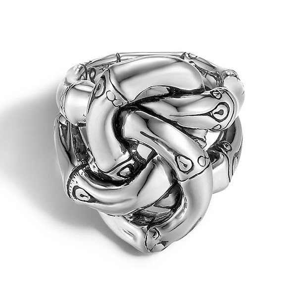 John Hardy Silver Knotted Bamboo Ring Top View