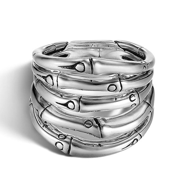 John Hardy Silver Wide Bamboo Ring Top View