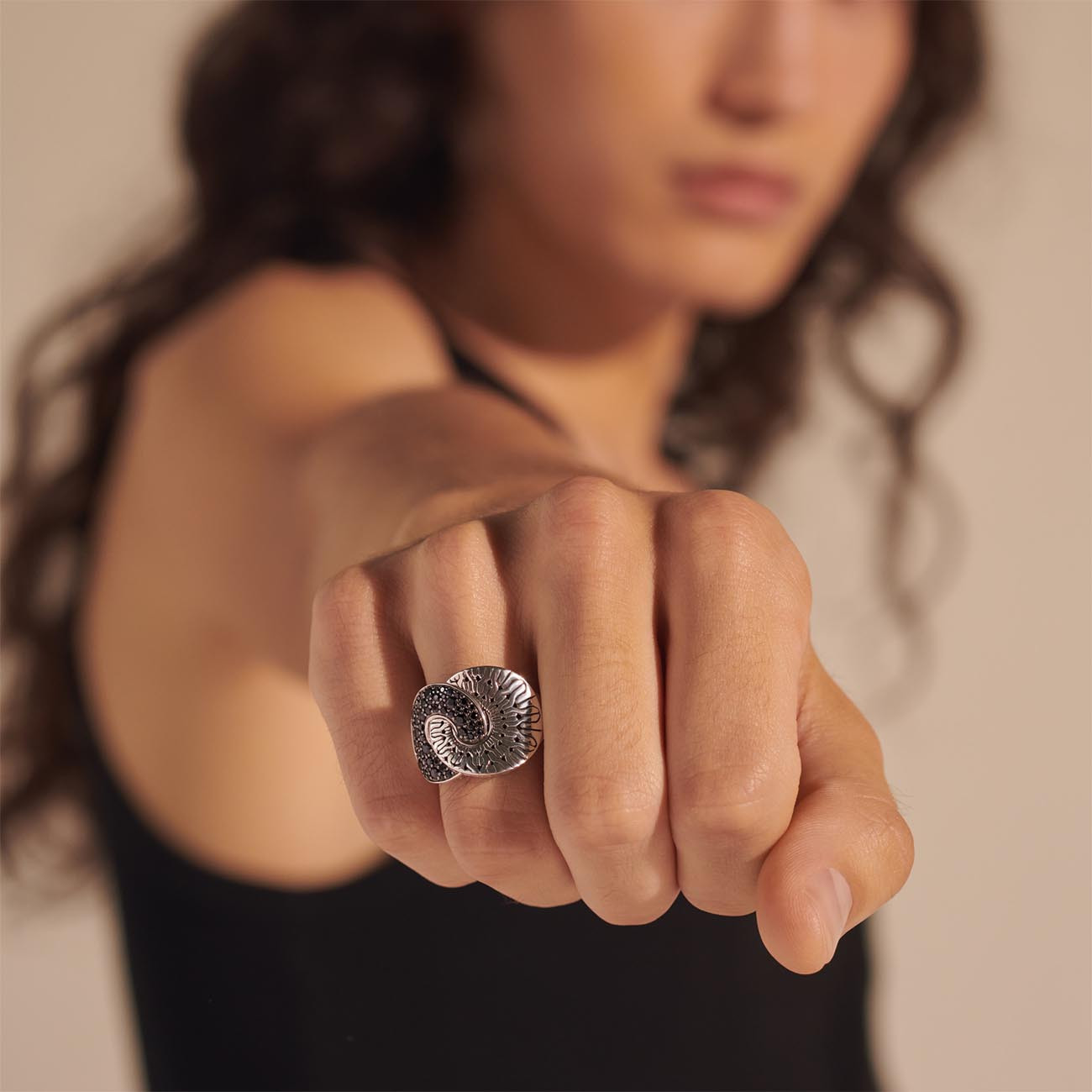 Interlocking Black Sapphire Ring Model
