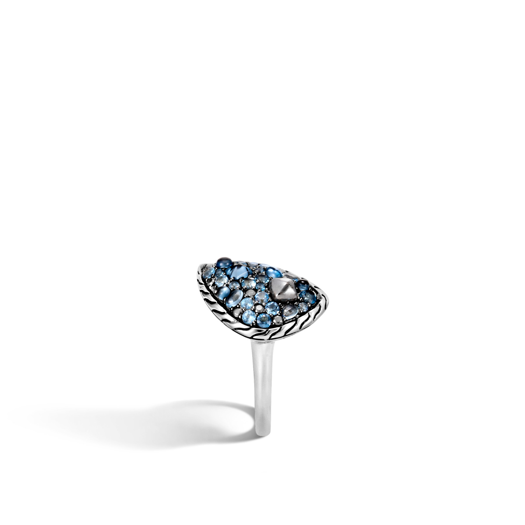 John Hardy Classic Chain Small Blue Topaz Ring side view 