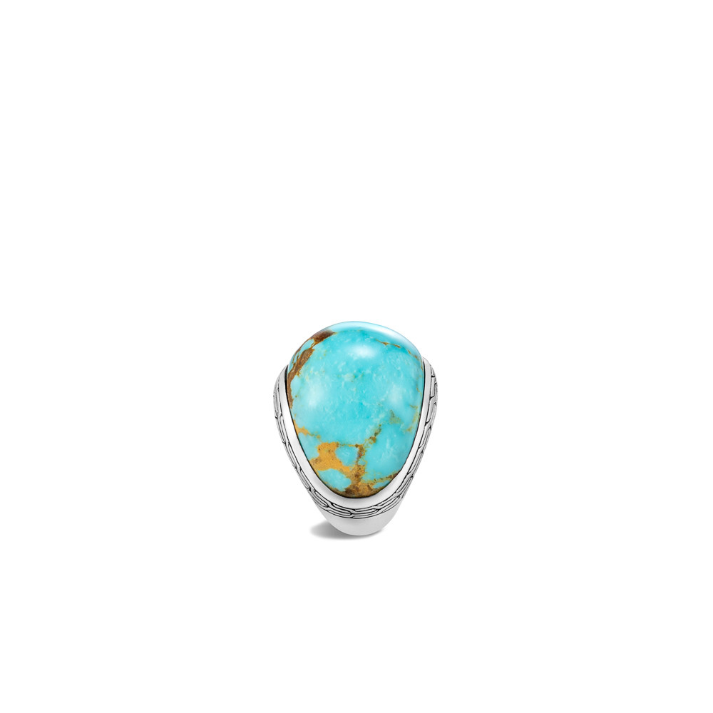 John Hardy Classic Chain Turquoise Dome Ring in Sterling Silver side view