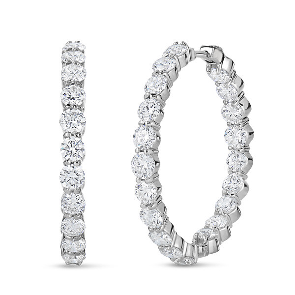 Roberto Coin The Perfect Diamond Hoop 18kt White Gold In/Out Hoops