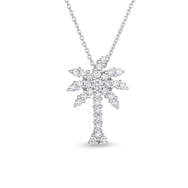 Roberto Coin 18K White Gold Palm Tree Pendant Necklace with Diamonds, 16