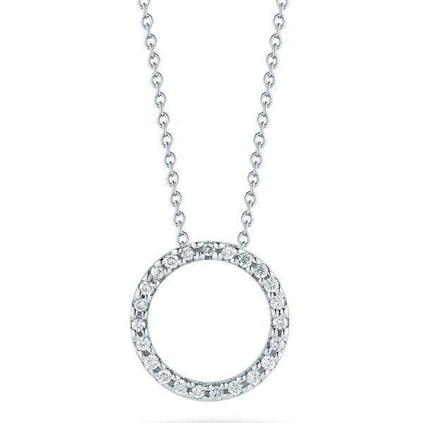 Roberto Coin White Gold Pave Diamond Circle Necklace