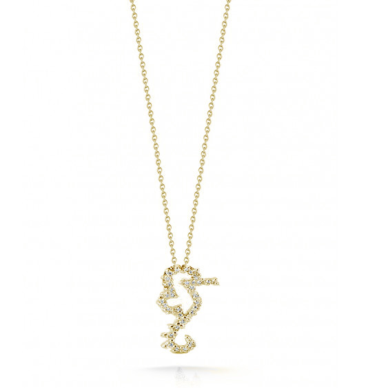 Roberto Coin Tiny Treasures Seahorse With Diamonds 18kt Yellow Gold Necklace