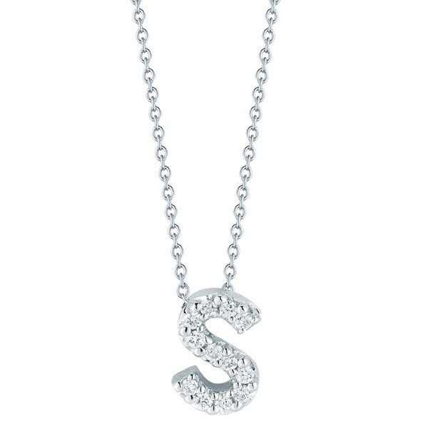 Crystal Letter S Silver Short Pendant Necklace in White Crystal | Kendra  Scott