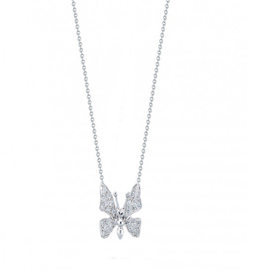 Roberto Coin Tiny Treasures Diamond Butterfly Necklace 