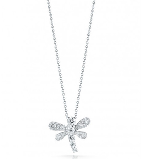 Roberto Coin Tiny Treasures Dragonfly With Diamonds Necklace .44ctw 