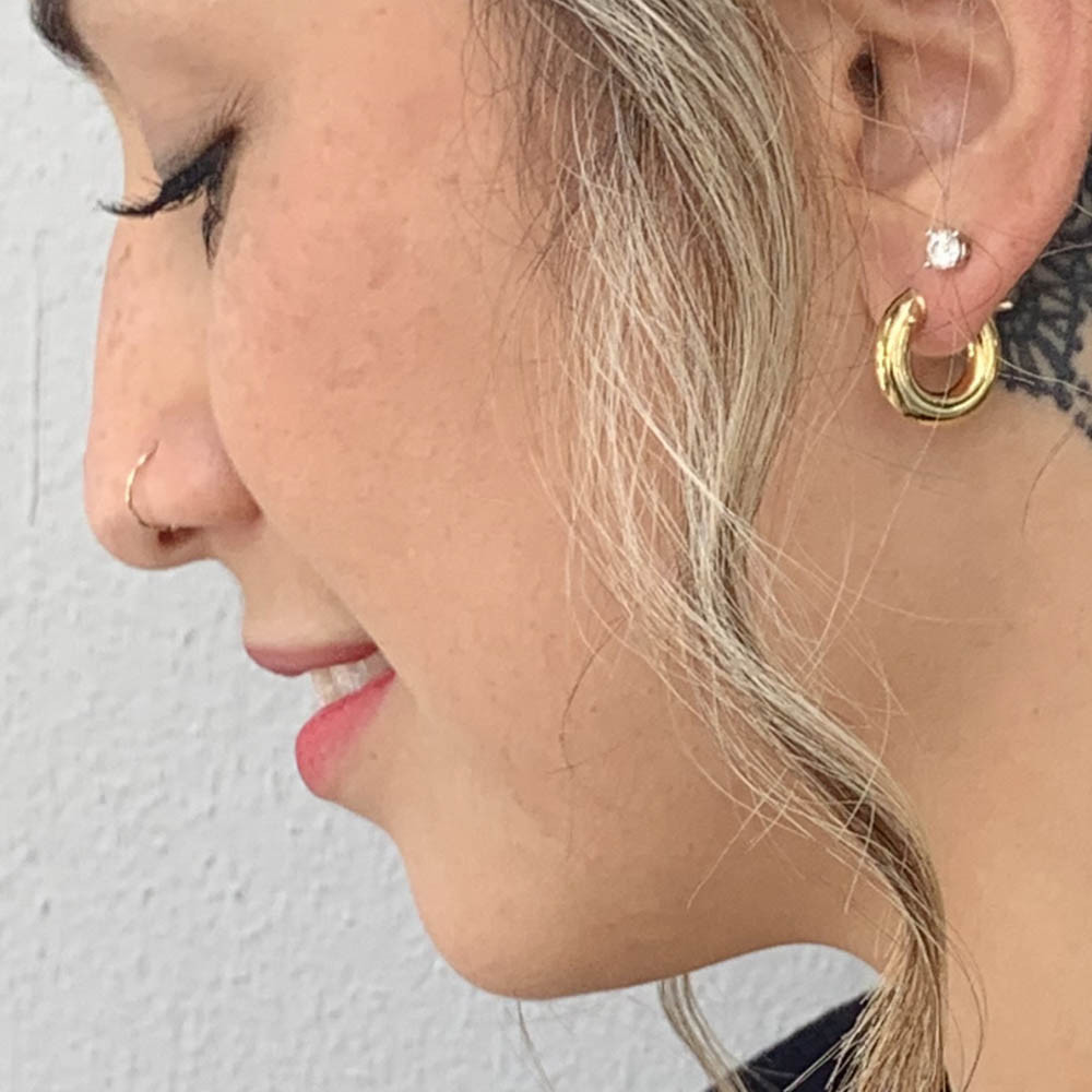 Roberto Coin Yellow Gold Small Wide Hoop Earrings Model