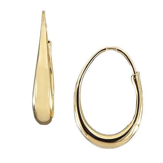 Roberto Coin Designer Gold Wide Oval Tapered Hoop Yellow Gold Earrings