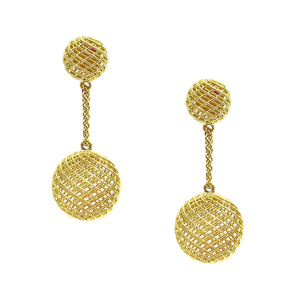 Roberto Coin Silk Yellow Gold Round Drop Earrings