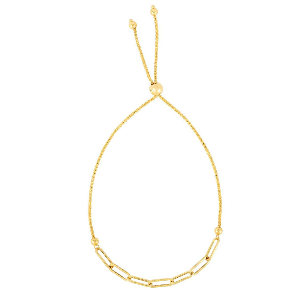 Yellow Gold Paperclip Bolo Bracelet