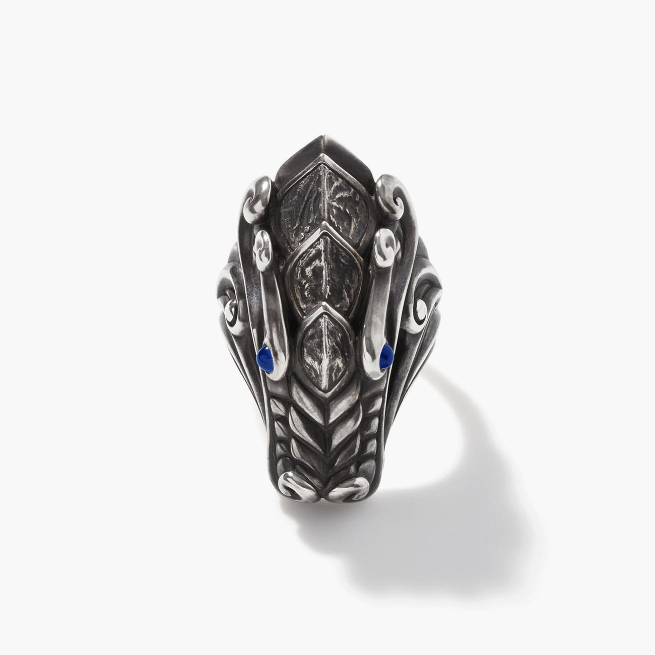 John Hardy Legends Naga Reticulated Blue Sapphire Dragon Ring Front