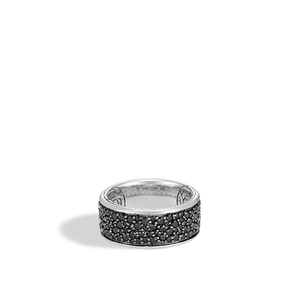 John Hardy Black Spinel Classic Chain Band Ring Top View