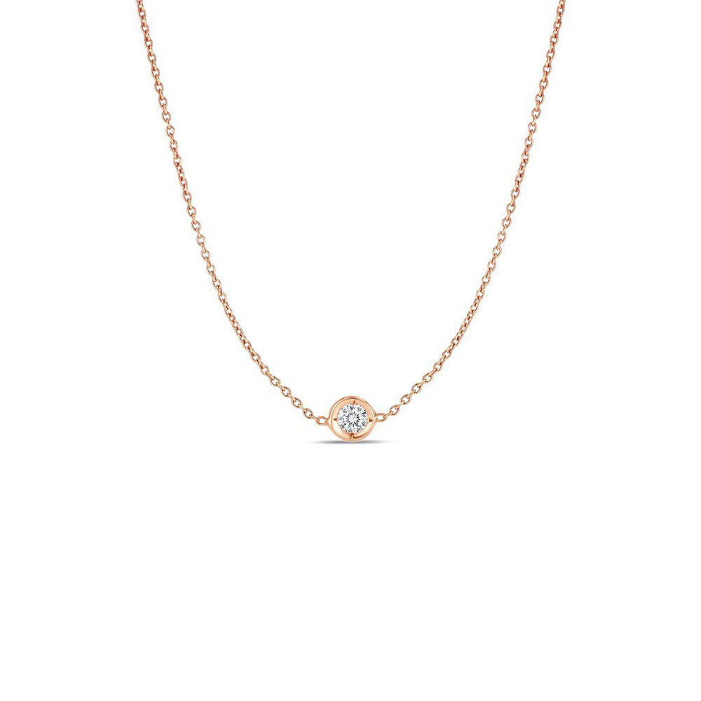 Roberto Coin Diamonds By The Inch Rose Gold Single Diamond Pendant Necklace