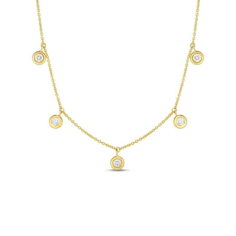 Roberto Coin Five Diamond Necklace in Yellow Gold