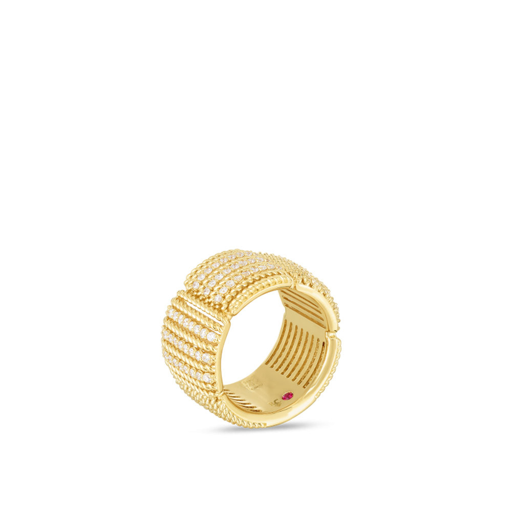 Roberto Coin Opera Diamond Wide Ring in 18K Yellow Gold angle view