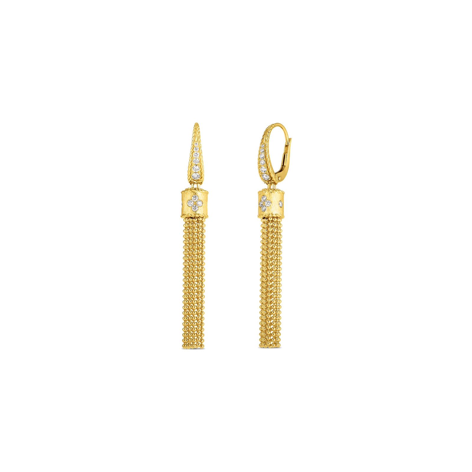 Roberto Coin Princess Diamond Tassel Earrings in 18K Gold main view