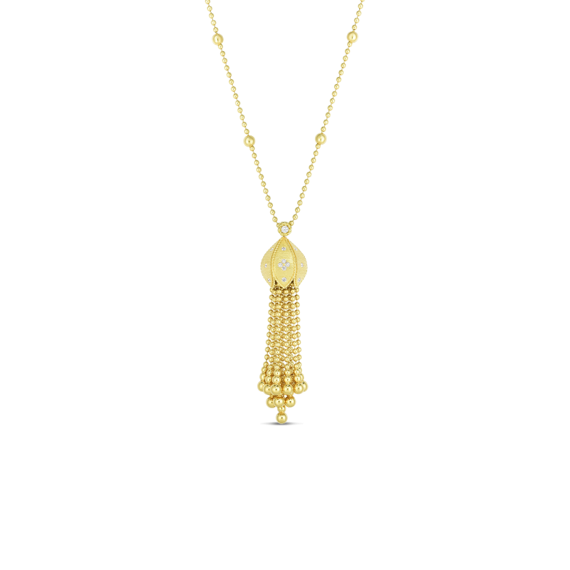 Roberto Coin Princess Tassel Necklace in 18K Gold front view