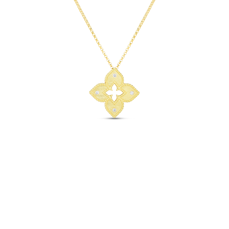 Roberto Coin Venetian Princess 18K Gold Flower Necklace front view