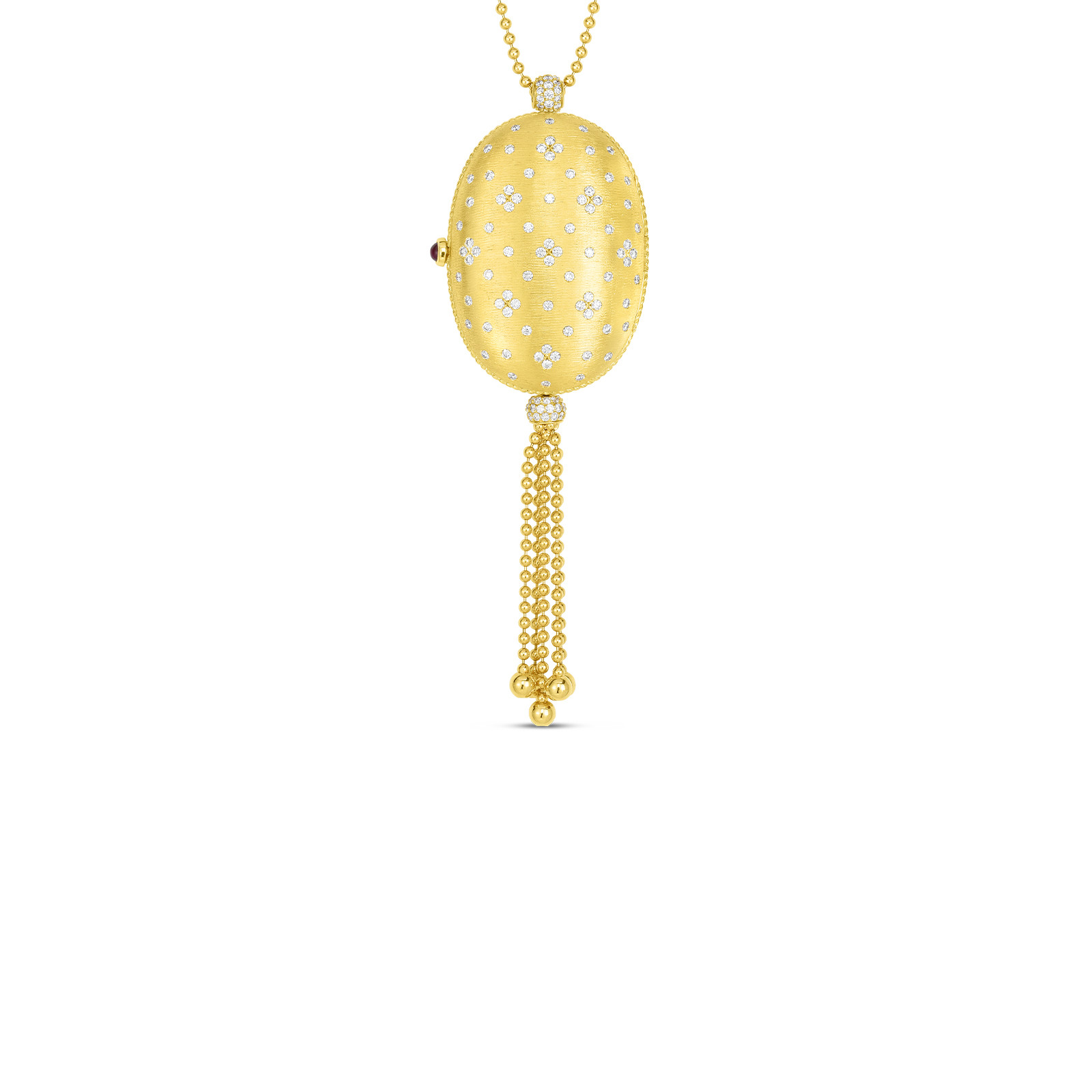 Roberto Coin Venetian Princess Tassel Locket Necklace in 18K Gold front view