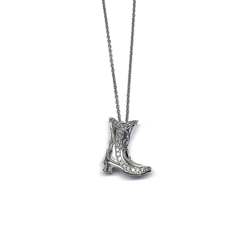 Roberto Coin Diamond Cowboy Boot Necklace in 18K White Gold