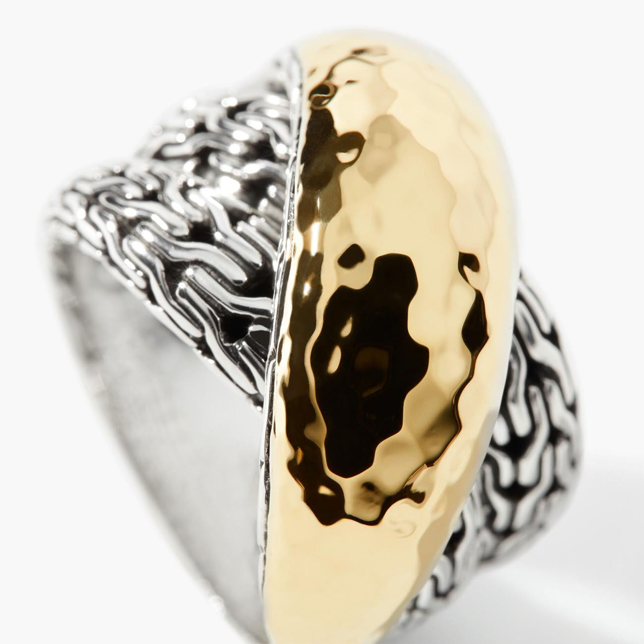 John Hardy Classic Chain Two-Tone Overlap Ring angle view
