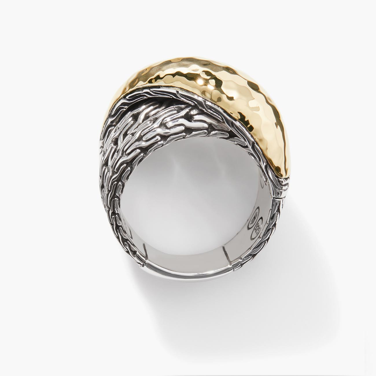 John Hardy Classic Chain Two-Tone Overlap Ring front view