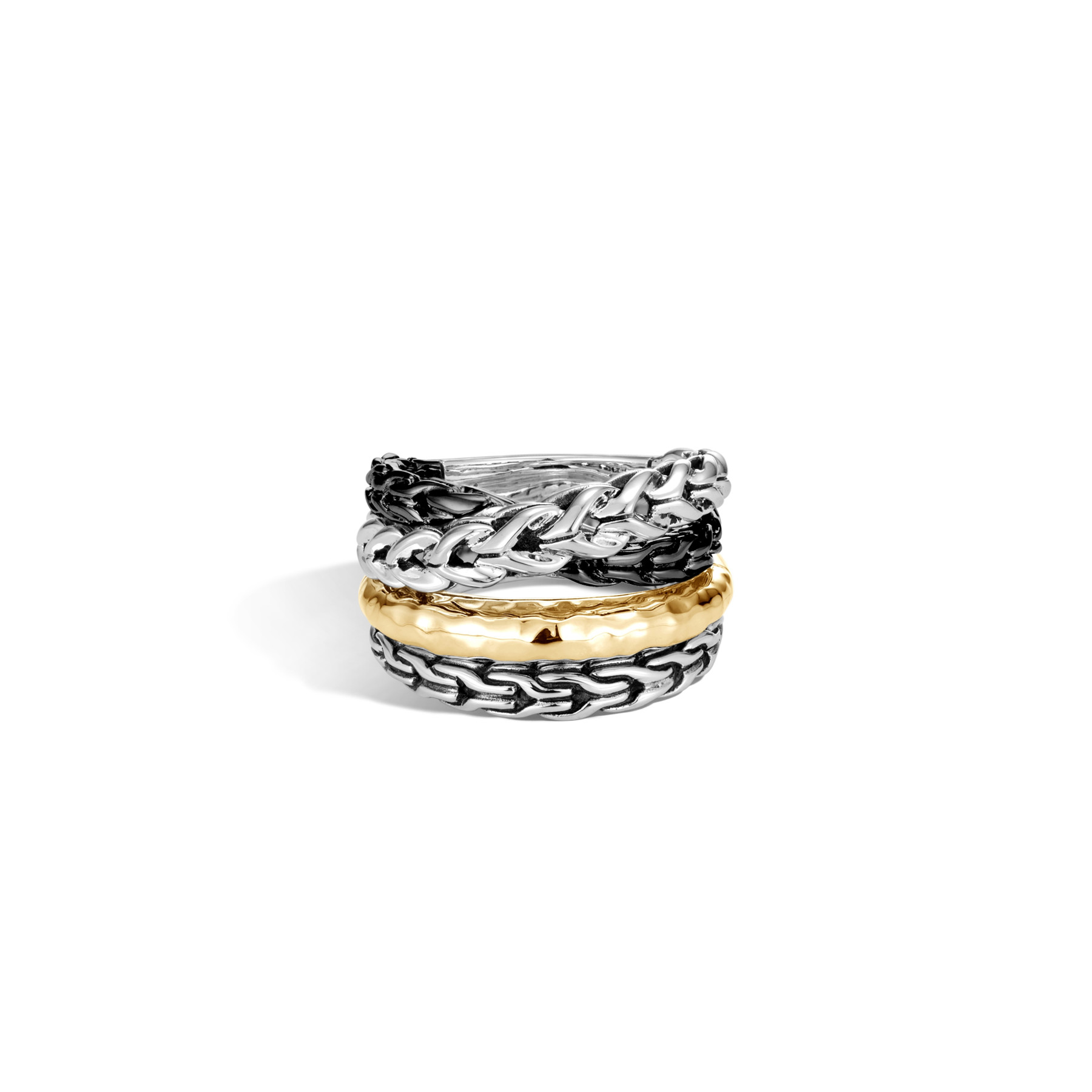 John Hardy Asli Classic Chain Silver Crossover Ring with 18K Gold