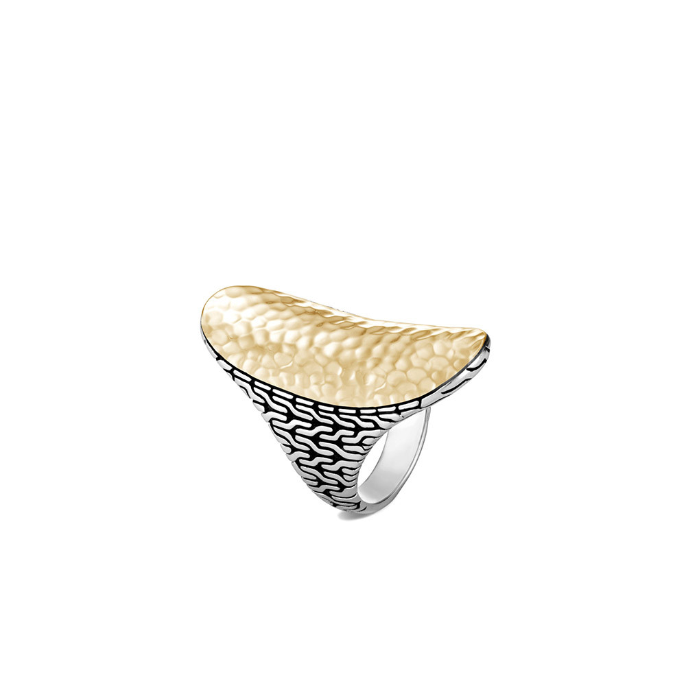 John Hardy Classic Chain Silver and Gold Saddle Ring