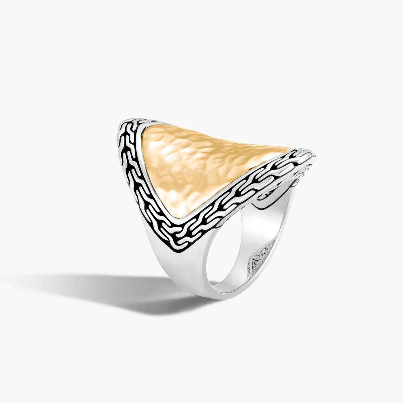 John Hardy Gold & Silver Heritage Hammered Marquise Ring 