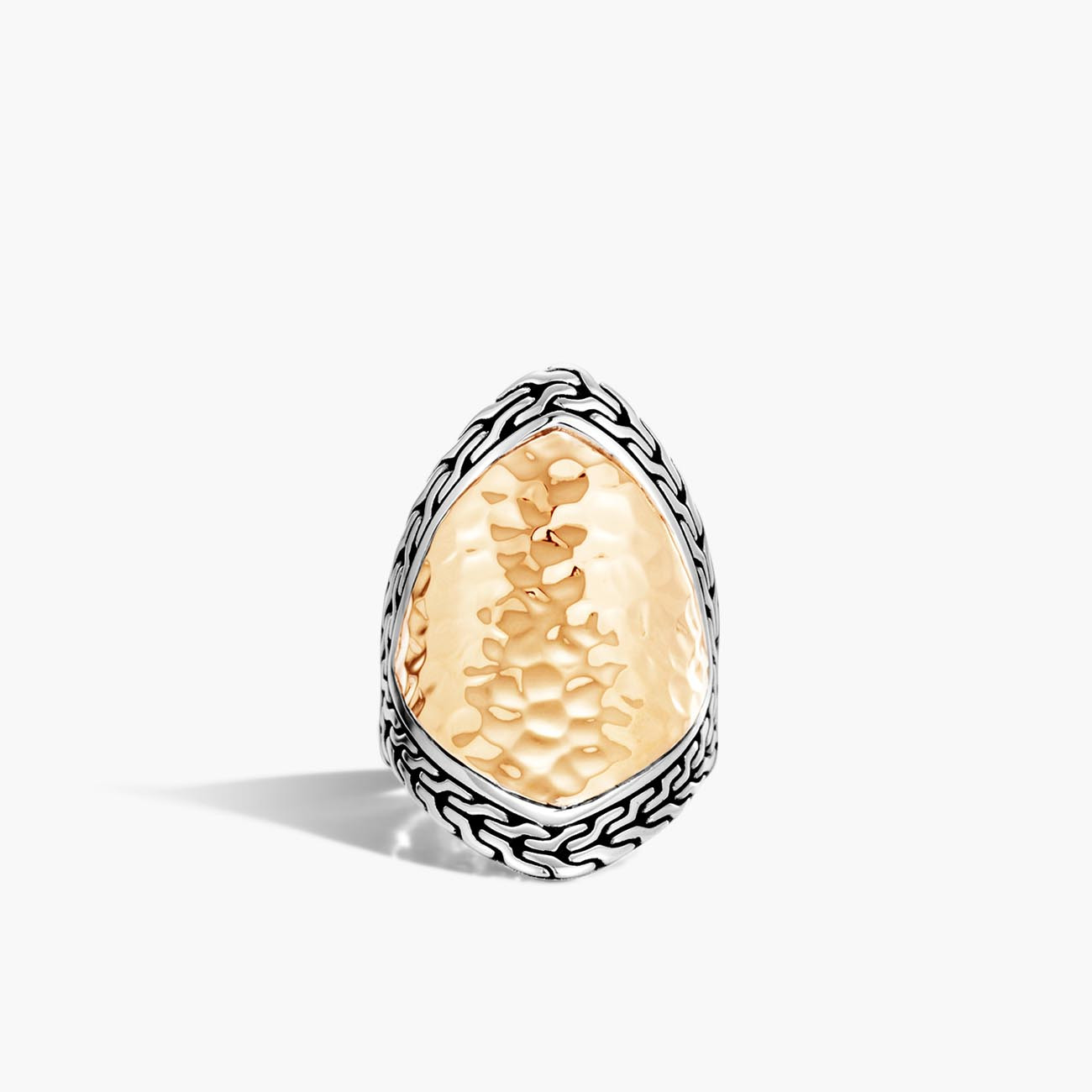 John Hardy Gold & Silver Heritage Hammered Marquise Ring Front