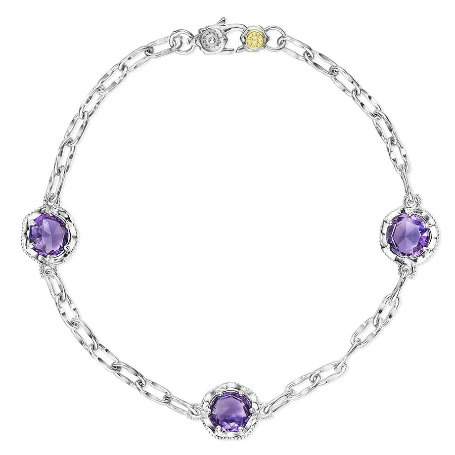 Tacori Silver Petite Amethyst Station Lilac Blossoms Bracelet 