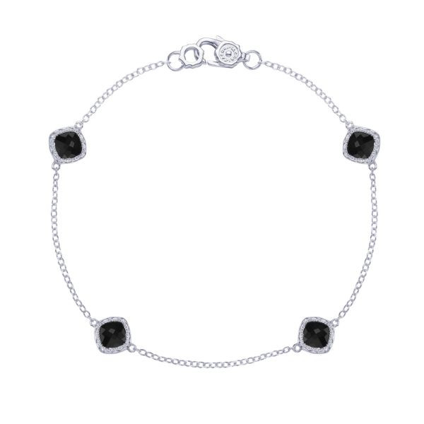 Tacori Crescent Embrace Black Onyx Station Bracelet in Sterling Silver