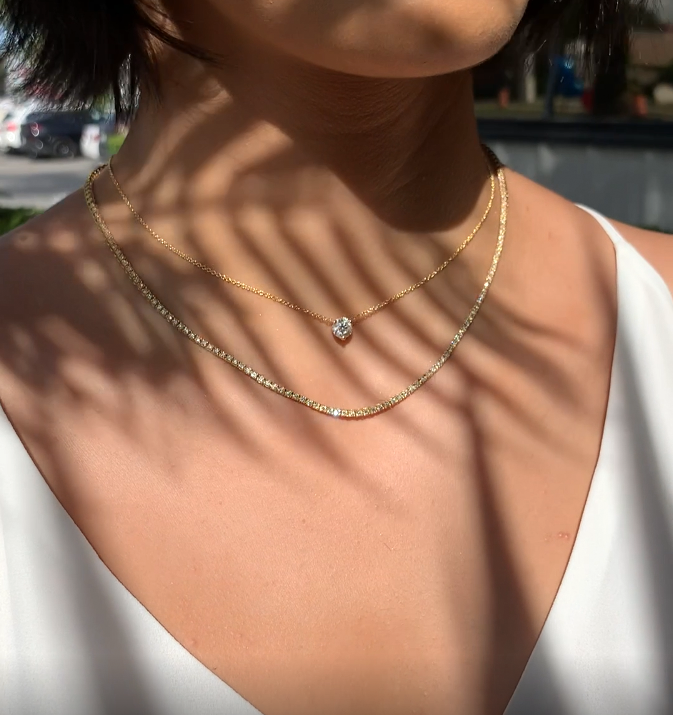 14K Gold Diamond Necklace Visual Effect 1 Carat Diamond Necklace Light  Jewelry Gifts for Girls - Shop herleyjewelry Necklaces - Pinkoi