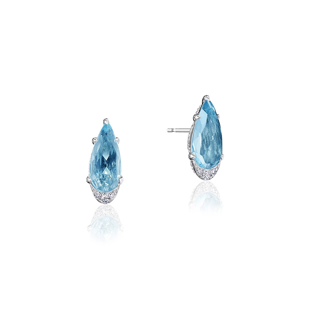 Tacori Pear Sky Blue Topaz & Diamond Horizon Shine Stud Earrings