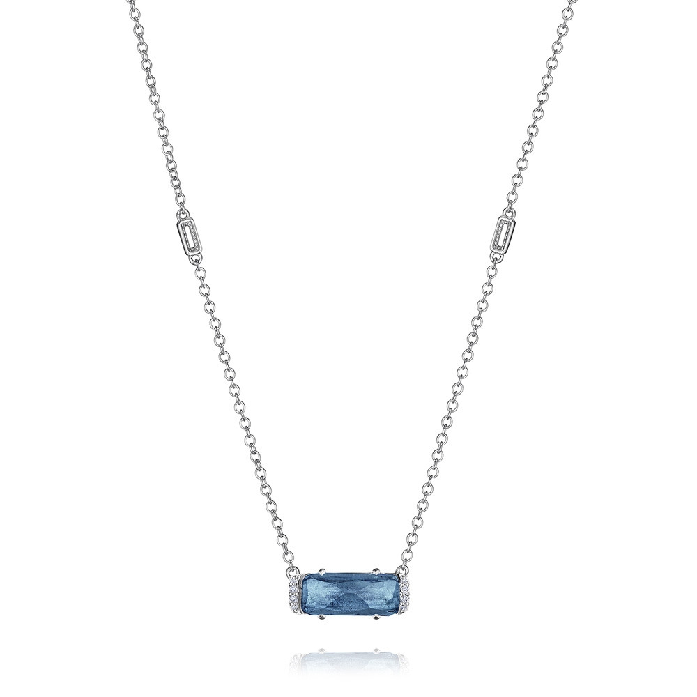 Tacori Emerald Cut London Blue Topaz & Diamond Horizon Shine Necklace