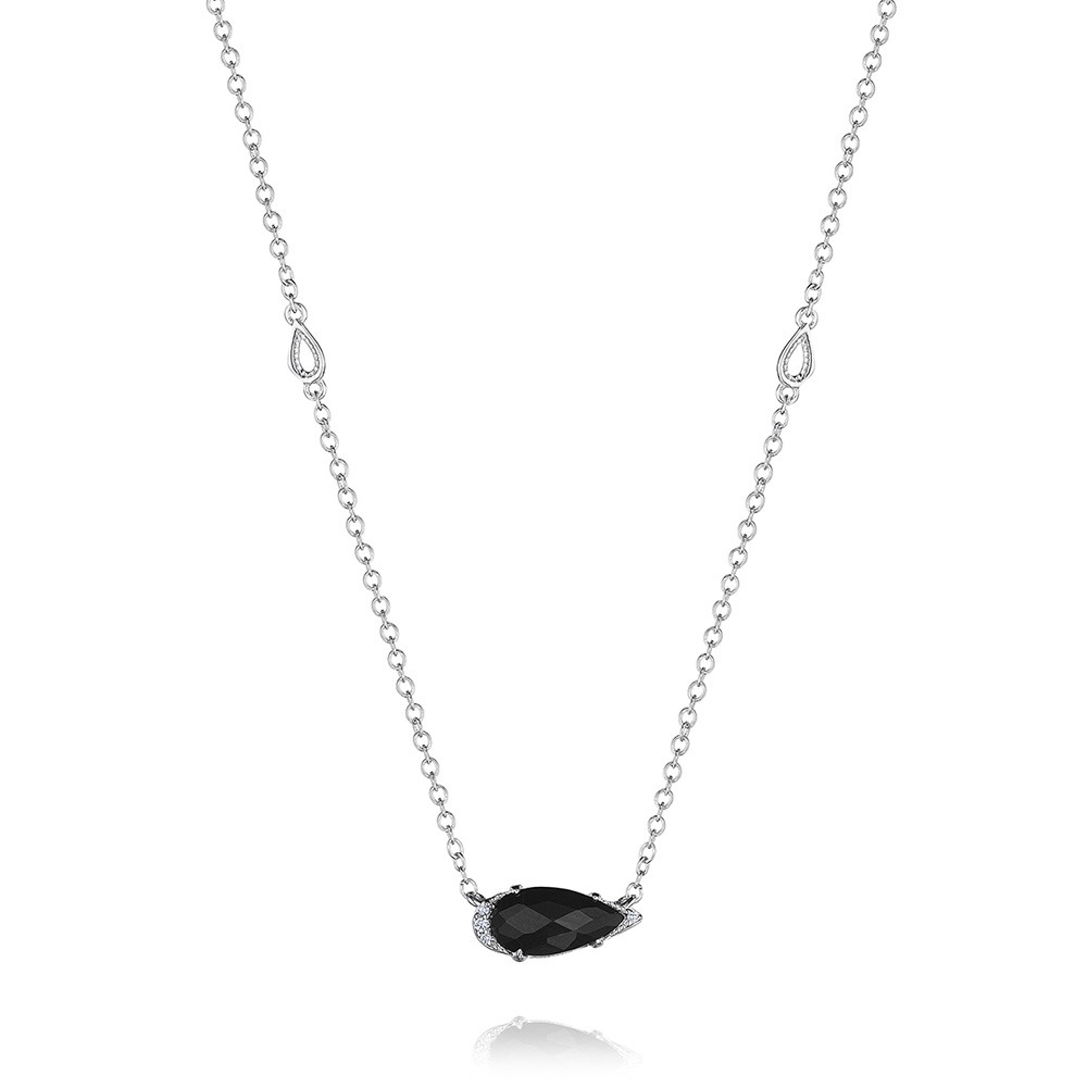 Tacori Black Onyx & Diamond Horizon Shine Pear Pendant Necklace 