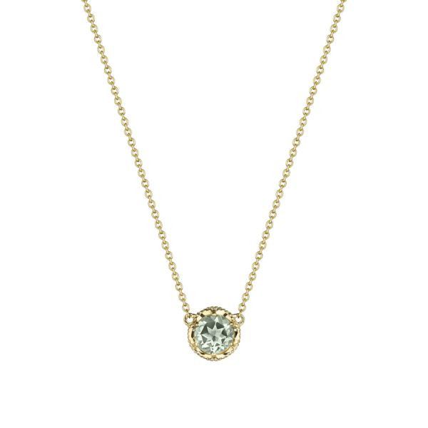 Tacori Crescent Crown Prasiloite  Necklace in 14K Yellow Gold