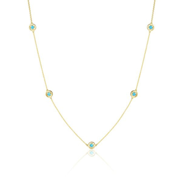Tacori Petite Gemstone Turquoise Station Necklace in Yellow Gold