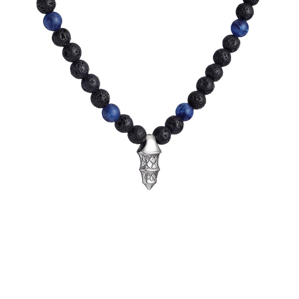 William Henry Lava Rock Bead Sodalite Elan Necklace Front View