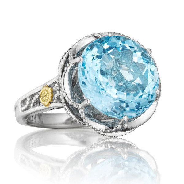 Tacori 18K925 Sterling Silver Ring with Sky Blue Topaz Center Stone